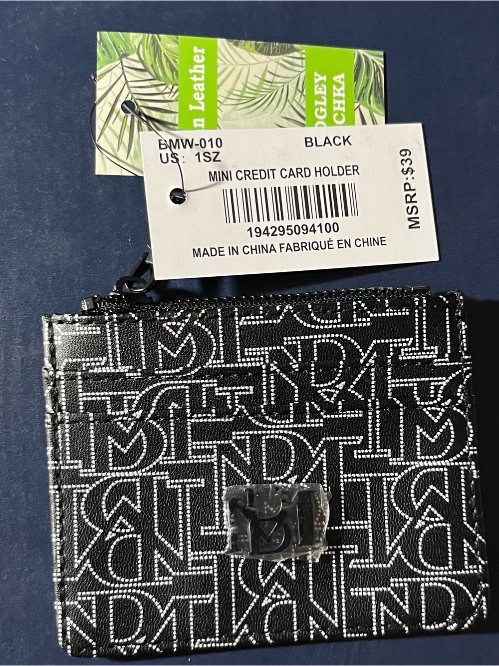 Badgley Mischka - Black and White Monogram Zip Card Pouch